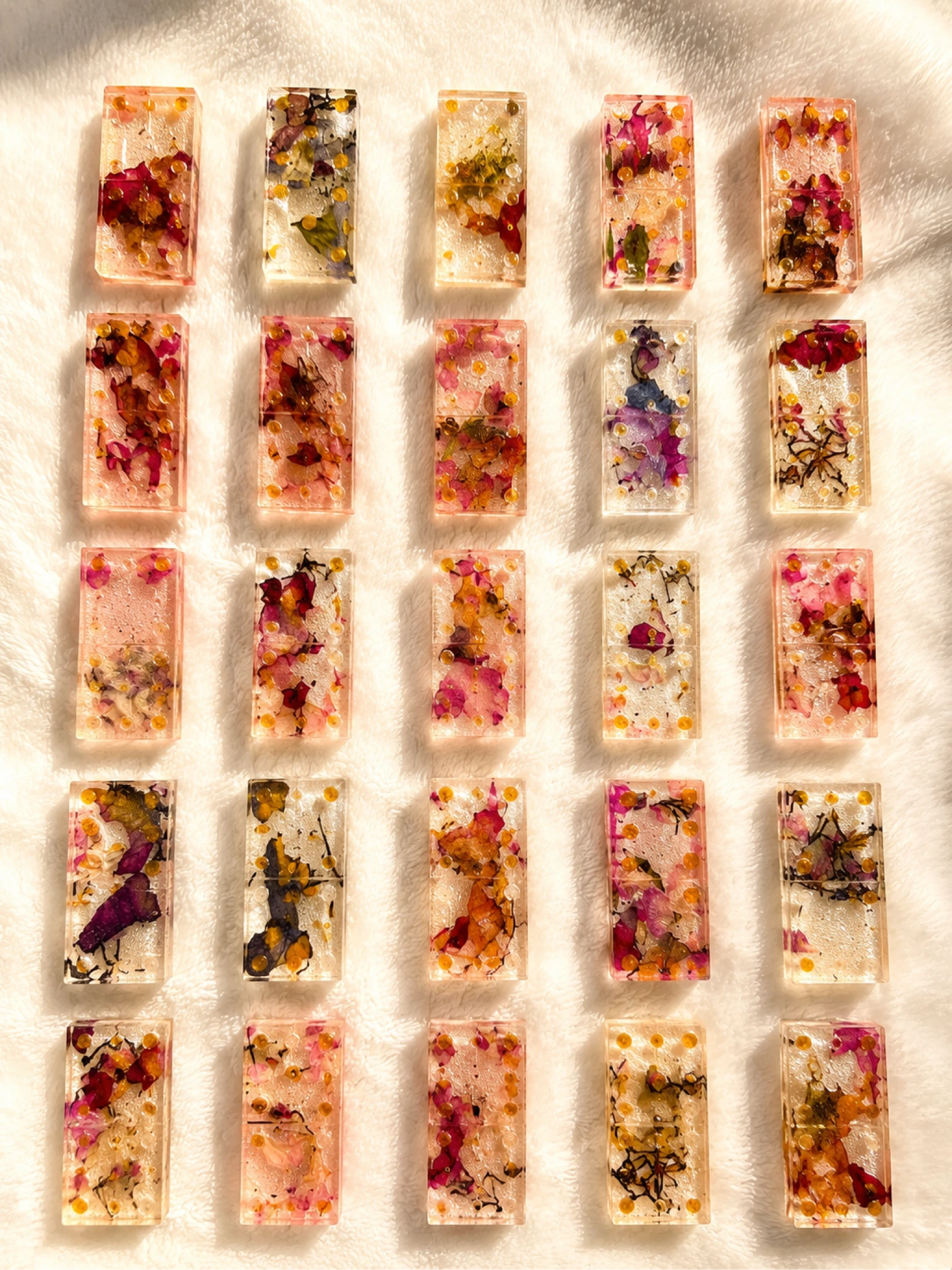 Dominos thème fleurs séchée 